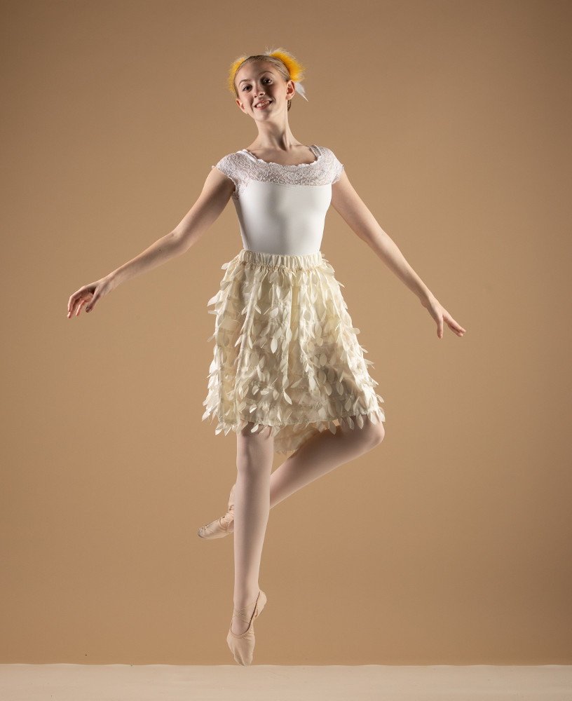Dancer aged 12+ in an elegant show costume. Metrowest Dance Academy professional photo shoot.