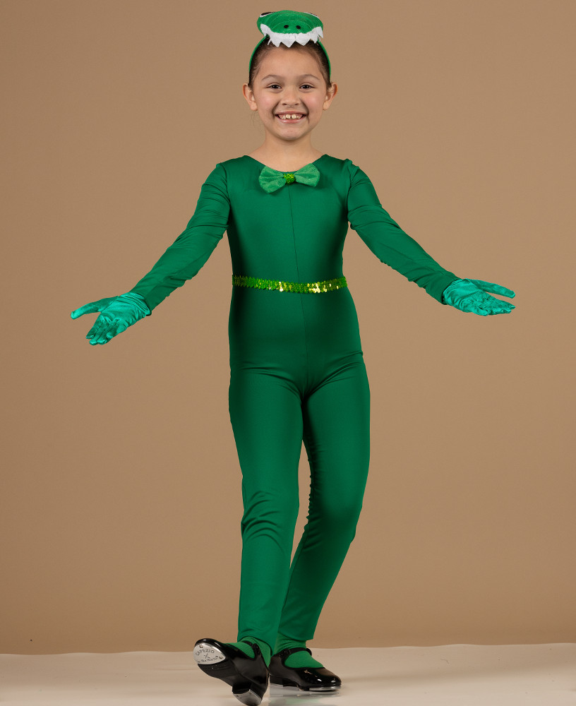 Young tap dancer aged 8 to 11 wearing a show costume and black tap shoes. Metrowest Dance Academy professional photo shoot.